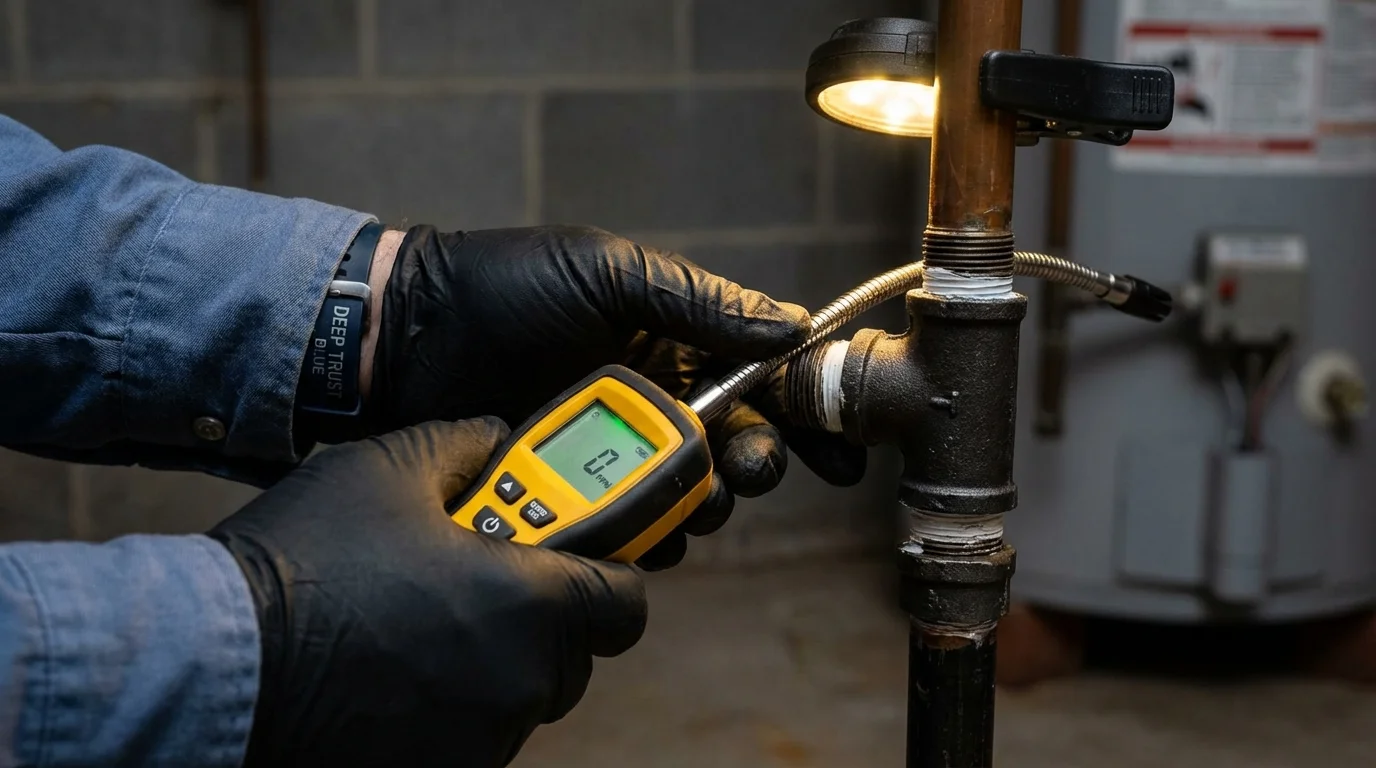 Gas leak detection with electronic sniffer by Johns Plumbing LLC in Syracuse